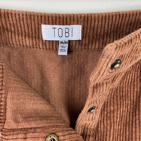 TOBI | Brown Corduroy Mini Skirt Snap Front Medium - Picture 5 of 7